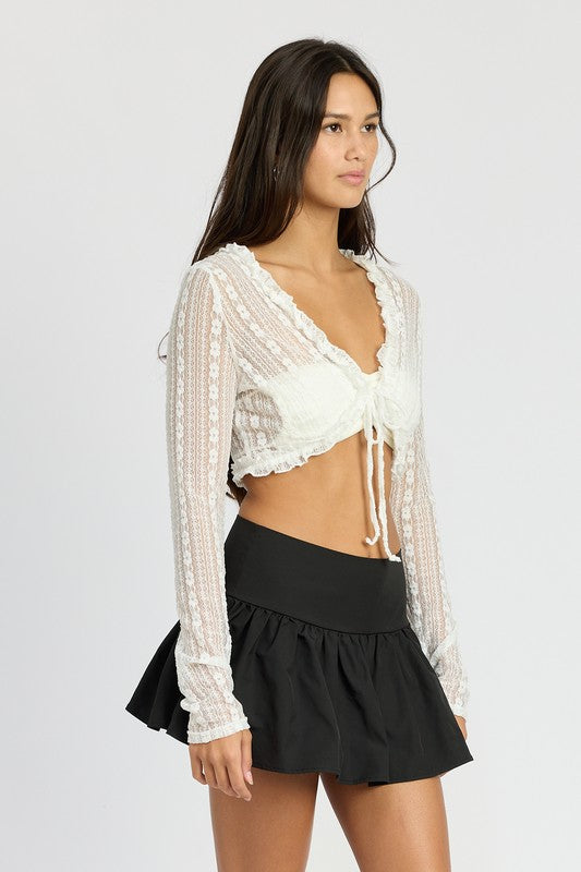 Emory Park Lace Cardigan with Ruffle Detail