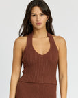 Emory Park Ribbed Halter Neck Top