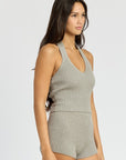 Emory Park Ribbed Halter Neck Top