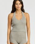 Emory Park Ribbed Halter Neck Top