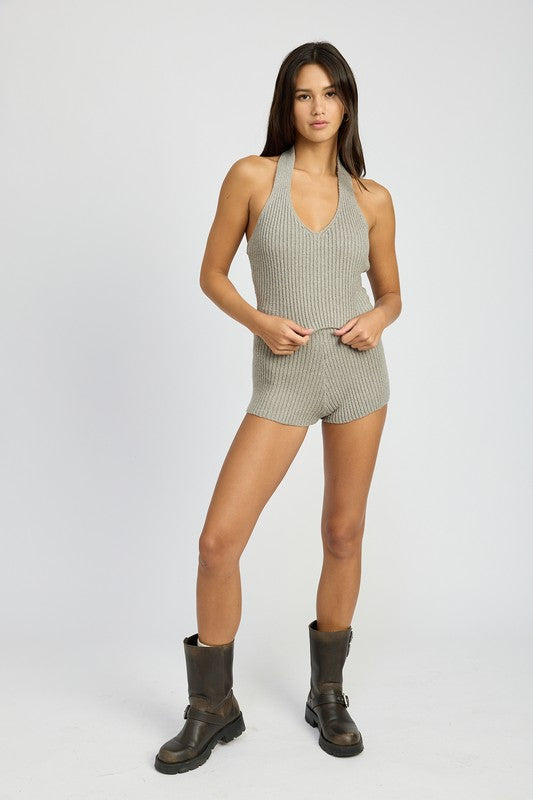 Emory Park Ribbed Halter Neck Top