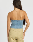 Emory Park Button Front Denim Bustier Top