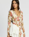 Emory Park Floral Print Blouse with Ruffle Detail