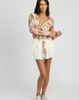 Emory Park Floral Print Blouse with Ruffle Detail