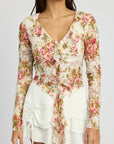 Emory Park Floral Print Blouse with Ruffle Detail