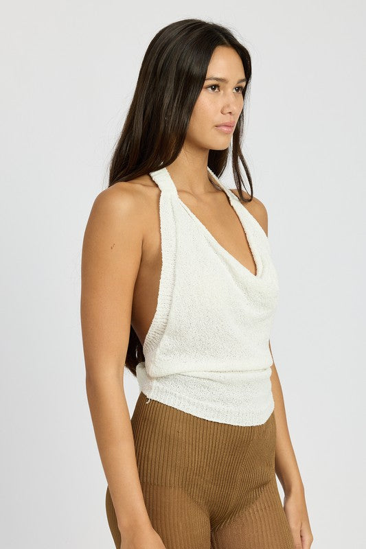 Emory Park Cowl Neck Halter Top