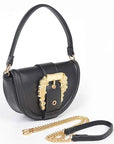 Motif Engraved Buckle Top Handle Convertible Bag