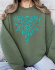 Turquoise Boot Stitch Graphic Fleece Sweatshirts