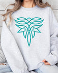 Turquoise Boot Stitch Graphic Fleece Sweatshirts