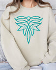 Turquoise Boot Stitch Graphic Fleece Sweatshirts