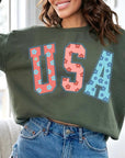 Floral USA Oversized Graphic Fleece Sweatshirts