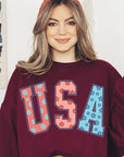 Floral USA Oversized Graphic Fleece Sweatshirts