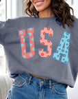 Floral USA Oversized Graphic Fleece Sweatshirts