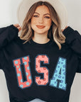 Floral USA Oversized Graphic Fleece Sweatshirts