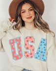 Floral USA Oversized Graphic Fleece Sweatshirts