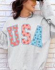 Floral USA Oversized Graphic Fleece Sweatshirts