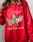 Crazy Chicken Lady Graphic Fleece Sweatshirts