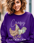 Crazy Chicken Lady Graphic Fleece Sweatshirts