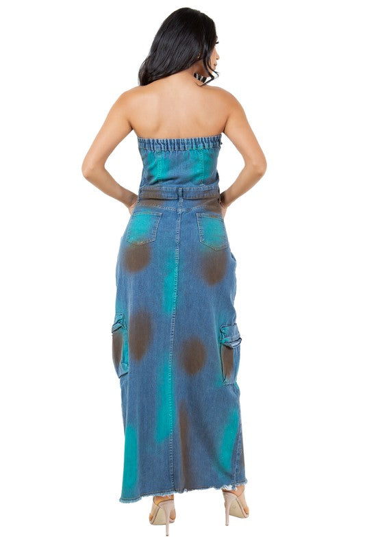Women&#39;s Denim Long Maxi Dress by Claude
