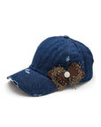 Lace Butterfly Distressed Denim Cap