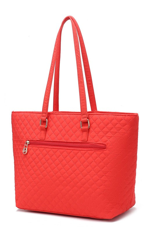 MKF Collection Solid Quilted Cotton Tote Bag