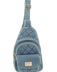 Cross Pattern Denim Sling Bag