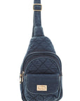 Cross Pattern Denim Sling Bag