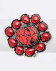 Oversize Stone Flower Open Bangle