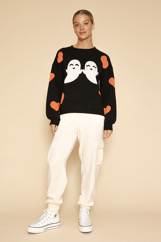 Halloween Knit Sweater with Ghosts