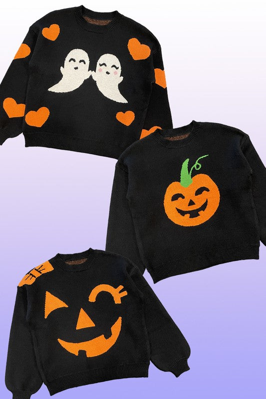 Halloween Knit Sweater with Ghosts