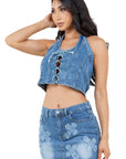 Fashion Denim 2 Piece Skirt Set by Claude