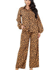 Women's Cheetah Two Piece Pant Set by Claude