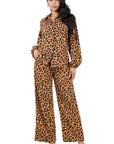 Women's Cheetah Two Piece Pant Set by Claude