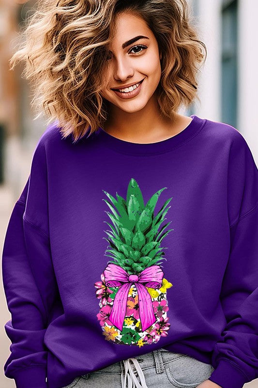 Coquette Pineapple Graphic Fleece Sweatshirts