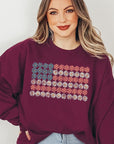 Patriotic Flower Flag Graphic Fleece Sweatshirts