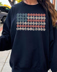 Patriotic Flower Flag Graphic Fleece Sweatshirts