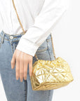 Metallic Quilted Convertible Bucket Swing Bag