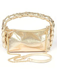 Metallic Braided Top Handle Convertible Bag