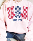 USA Checkered Oversized Graphic Sweatshirt