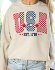 USA Checkered Oversized Graphic Sweatshirt