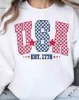 USA Checkered Oversized Graphic Sweatshirt