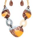 Mix Media Resin Statement Necklace Set