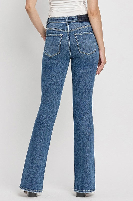 VERVET by Flying Monkey High Rise Slant Hem Flare Jeans