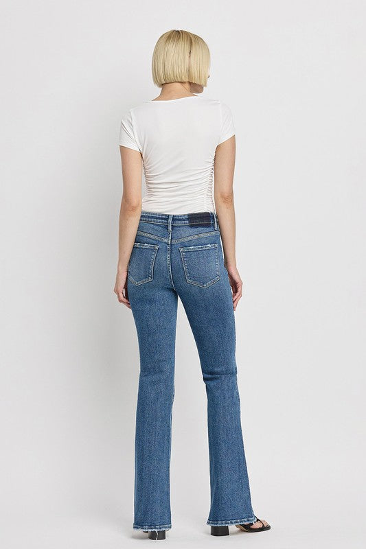 VERVET by Flying Monkey High Rise Slant Hem Flare Jeans