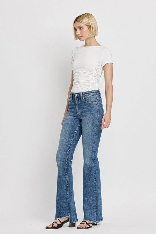 VERVET by Flying Monkey High Rise Slant Hem Flare Jeans