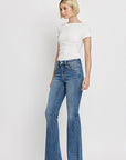 VERVET by Flying Monkey High Rise Slant Hem Flare Jeans