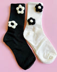 Puffy Daisy Embellished Socks Set Of 2