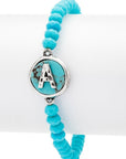 Initial A Turquoise Charm Stretch Bracelet