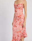 Emory Park Floral Asymmetrical Dress with Ruffle Detail