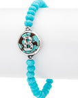 Initial B Turquoise Charm Stretch Bracelet